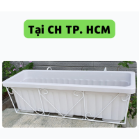 Chậu trồng rau hoa Lan can 63 + Giá Đỡ 63 (màu Đen) - Combo trồng rau, hoa trên ban công tiện lợi - Hình ảnh minh họa